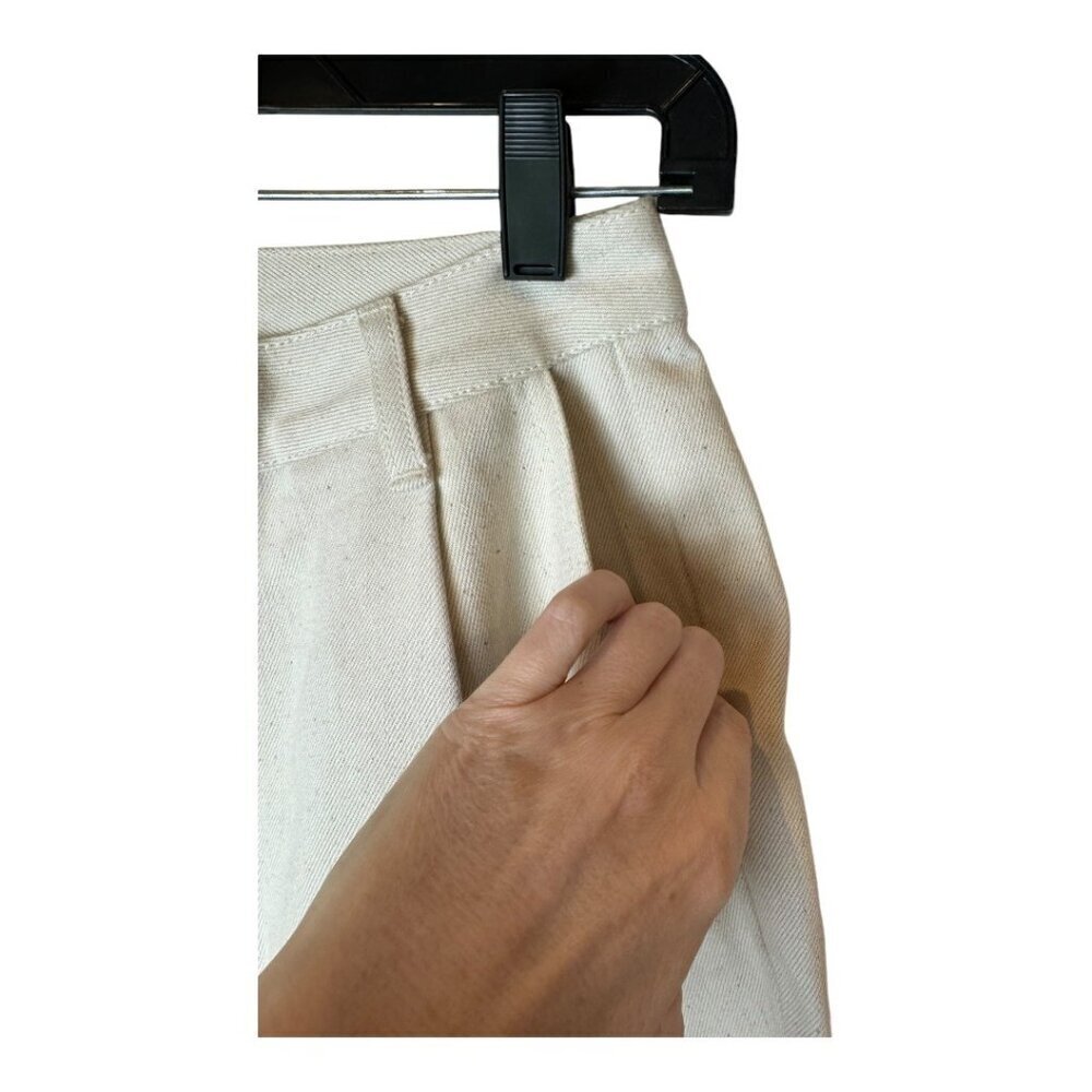 John Elliott Pants Women 27 Beige Cotton Denim‎ Pleated Front Baggy Tapered Leg - Picture 5 of 10